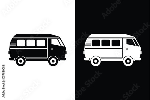 Campervan icon on White Background Vector Art Illustration on white background. 