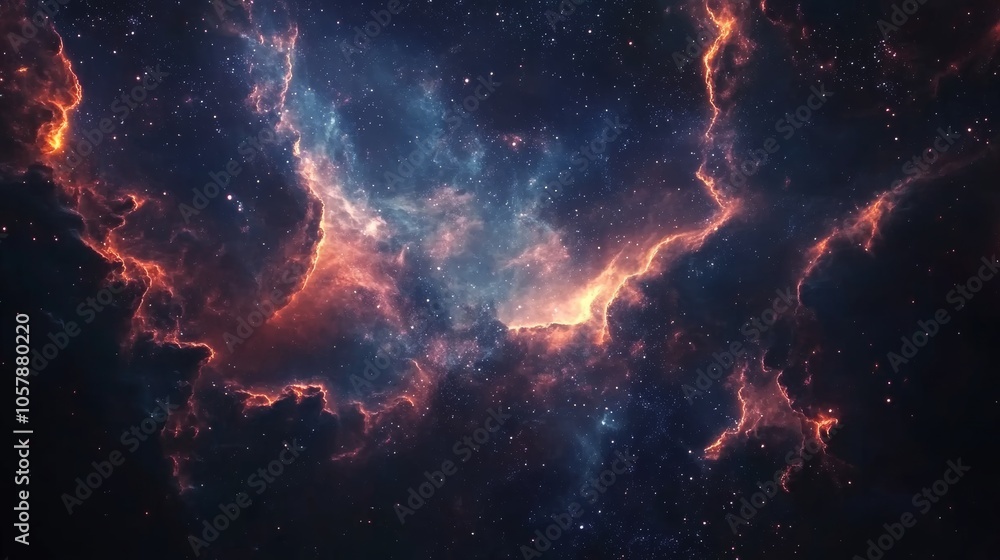 Space background with glowing nebula and distant stars, creating a vast universe image for science fiction or astronomy projects. Space background with glowing nebula and distant stars, creating a vast universe image for science fiction or astronomy projects.