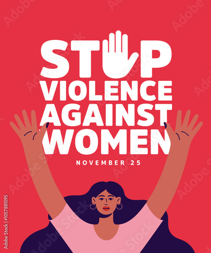 Stop Violence Against Women in The International Day, illustration and typography design