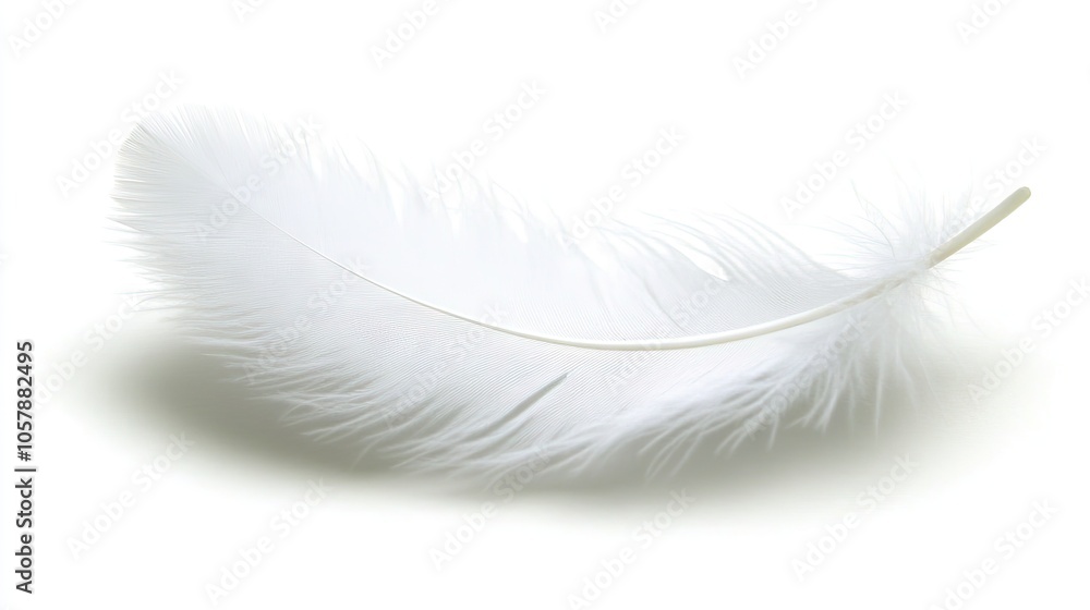 Obraz premium Floating white feather with transparency effect, symbolizing lightness and purity