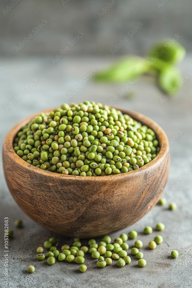 Fresh legumes arranged in a charming wooden bowl, warm hues, soft sunlight, inviting ambiance. Fresh legumes arranged in a charming wooden bowl, warm hues, soft sunlight, inviting ambiance.