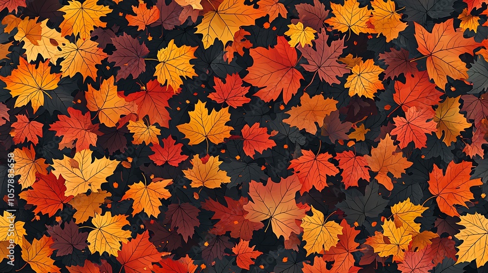 Fototapeta premium A seamless design of falling autumn leaves with a transparent background.
