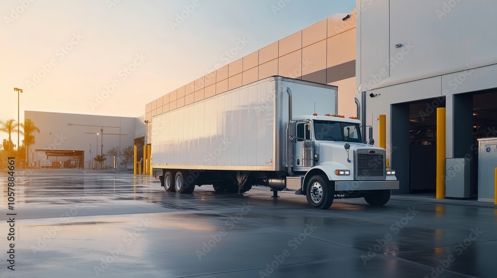 white cargo truck in front of company white cargo truck in front of company