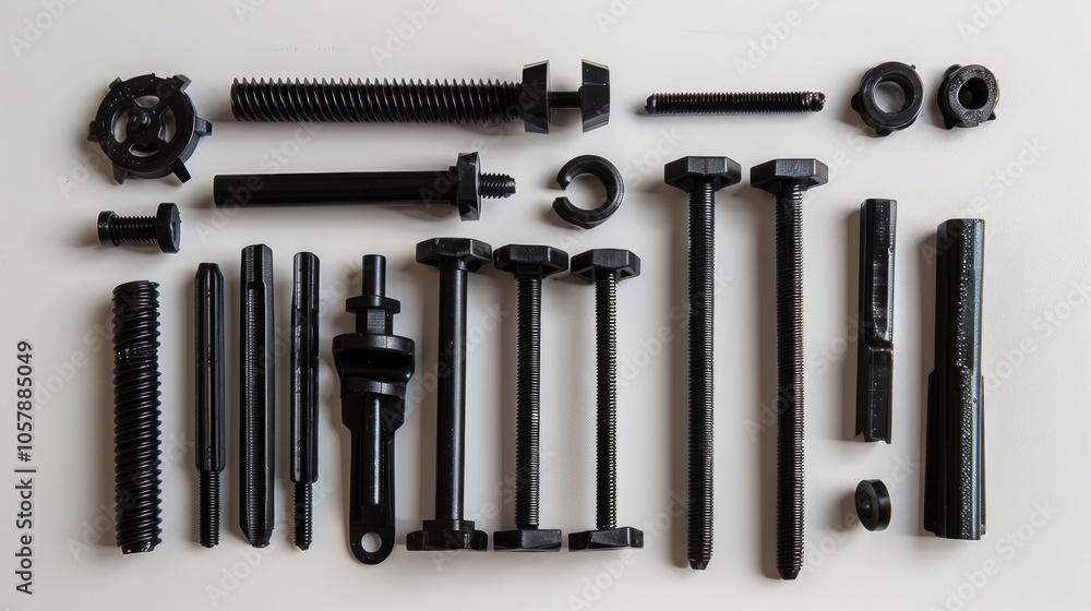 Fototapeta premium A collection of plastic wall anchors that are separated and placed on their own, away from any other objects or materials