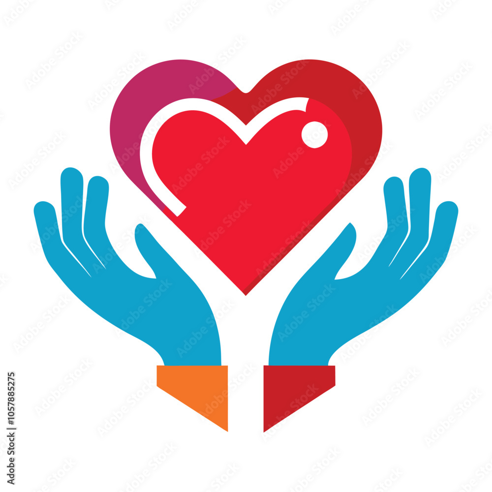 Two hands with a heart. Two hands with a heart.