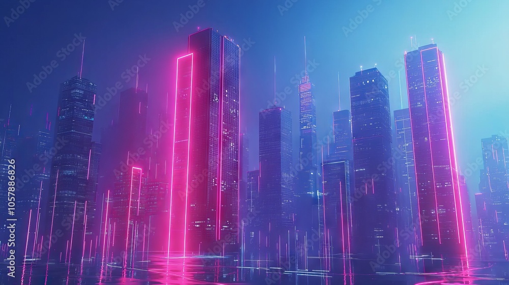 Future city skyline, where technology melds with urban ambitions Future city skyline, where technology melds with urban ambitions