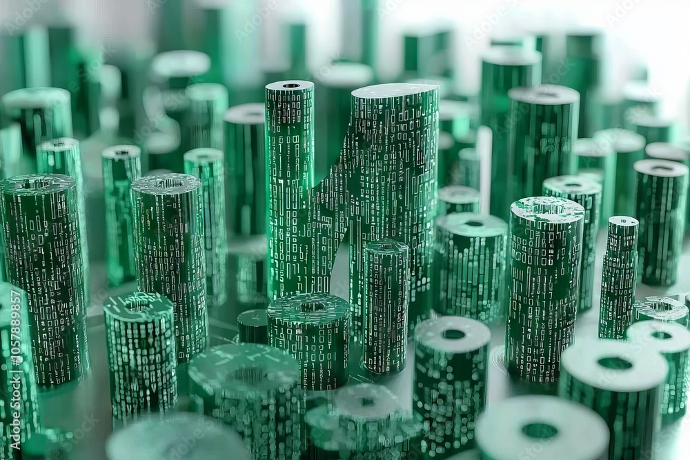 The abstract cityscape is dominated by green hues, symbolizing a sustainable and eco-friendly future. The abstract cityscape is dominated by green hues, symbolizing a sustainable and eco-friendly future.