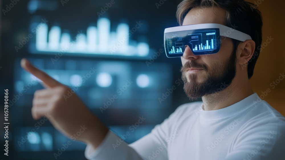 Entrepreneur with augmented city map, analyzing investment potential Entrepreneur with augmented city map, analyzing investment potential