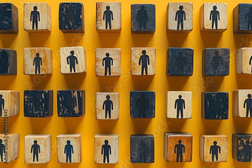 Yellow Geometric Blocks with Uniform Figure Silhouettes