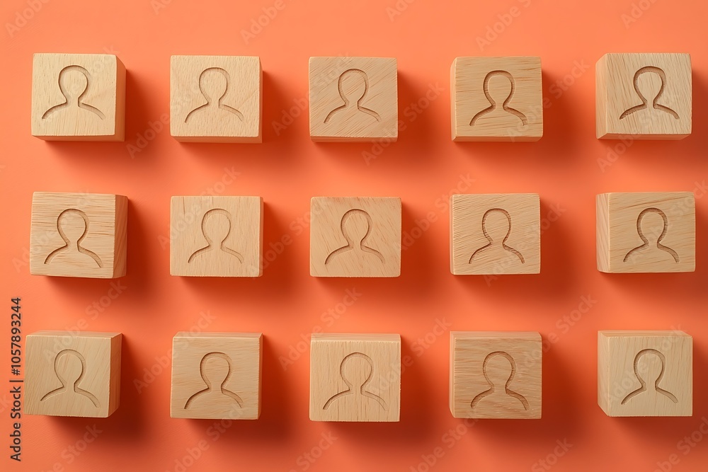 Wooden Blocks Team Concept - People Symbol Flat Lay Wooden Blocks Team Concept - People Symbol Flat Lay