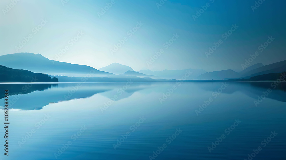 This is a beautiful landscape image of a lake and mountains in the distance. The water is a deep blue color and the sky is light blue. This is a beautiful landscape image of a lake and mountains in the distance. The water is a deep blue color and the sky is light blue.