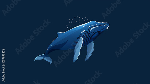 A majestic blue whale graces the deep blue ocean in this stunning digital artwork. photo