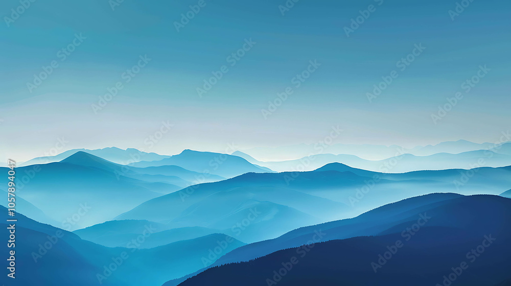 Blue mountains in the distance with a clear blue sky. The mountains are shrouded in mist. Blue mountains in the distance with a clear blue sky. The mountains are shrouded in mist.
