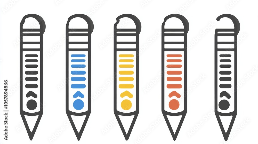 Five Colorful Pencils with Arrows Five Colorful Pencils with Arrows