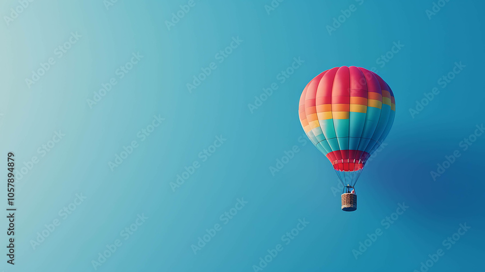 Fototapeta premium Hot air balloon ride over blue sky on a sunny day with a clear blue sky.