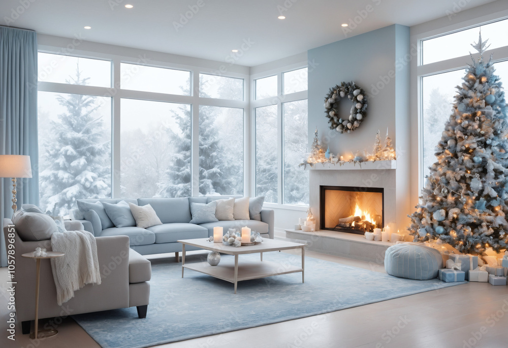 Fototapeta premium living room with fireplace