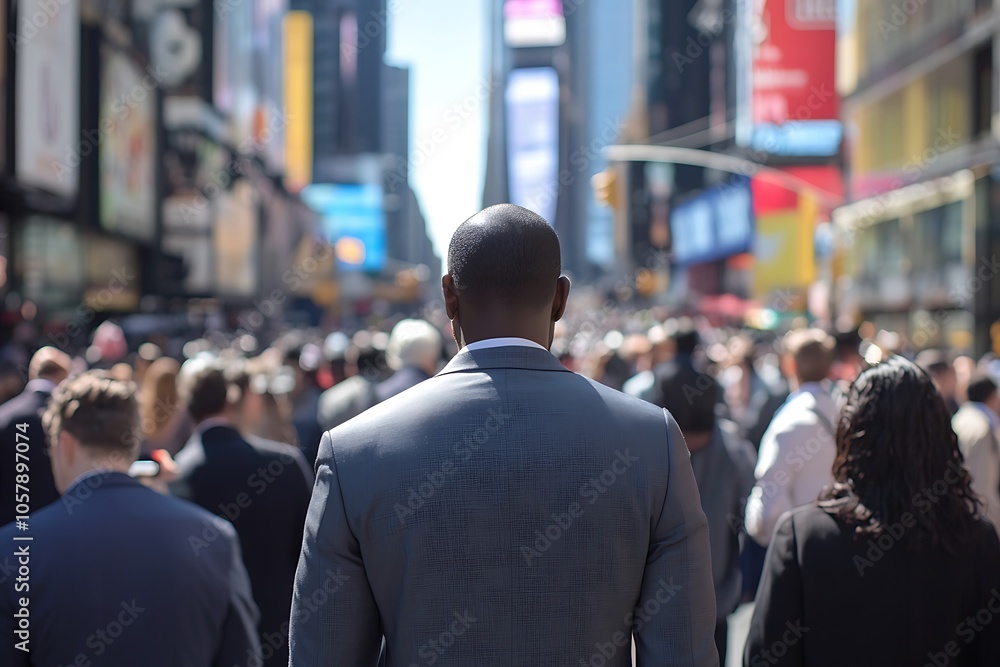 Anonymous Man in Times Square Rush Hour Crowd Anonymous Man in Times Square Rush Hour Crowd