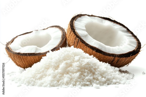 Pyramid of coconut sugar placed on a light surface for display