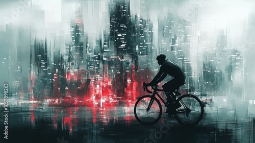 Wallpaper Mural Cycling Through the Misty Metropolis Torontodigital.ca