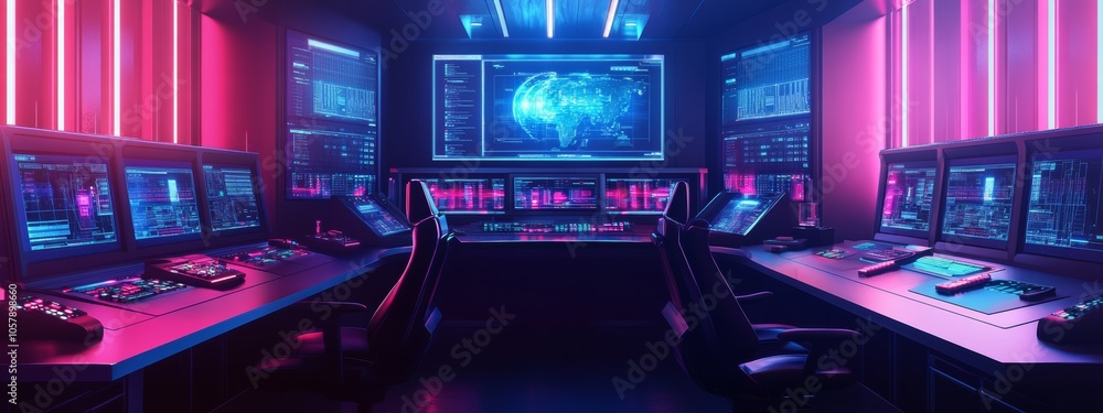 Control Room with Advanced Holographic Tech Control Room with Advanced Holographic Tech