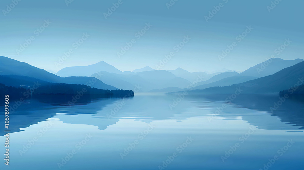 This is a beautiful landscape image of a lake and mountains in the distance. The water is a deep blue color and the sky is light blue. This is a beautiful landscape image of a lake and mountains in the distance. The water is a deep blue color and the sky is light blue.