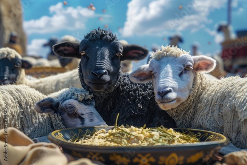 Eid al Adha  Festival of Sacrifice with lambs and tagine.