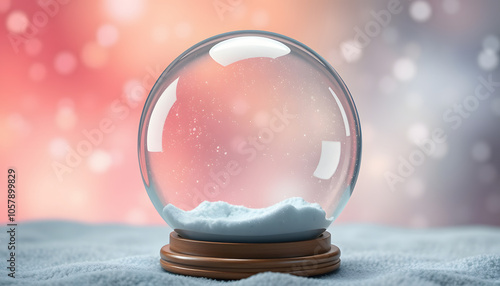 Magical empty snow globe on color background. Space for text isolated with white highlights, png