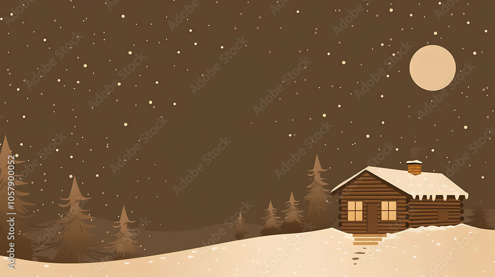 A small, cozy cabin nestled in a snowy forest. The cabin is made of wood and has a brick chimney. The snow is falling heavily and the trees are bare. A small, cozy cabin nestled in a snowy forest. The cabin is made of wood and has a brick chimney. The snow is falling heavily and the trees are bare.
