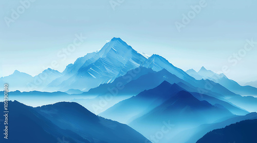 Wallpaper Mural Blue and white mountains in the distance with a foggy haze in front of them. Torontodigital.ca