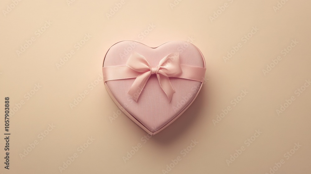 Fototapeta premium Romantic Heart-Shaped Gift Box on Beige Background