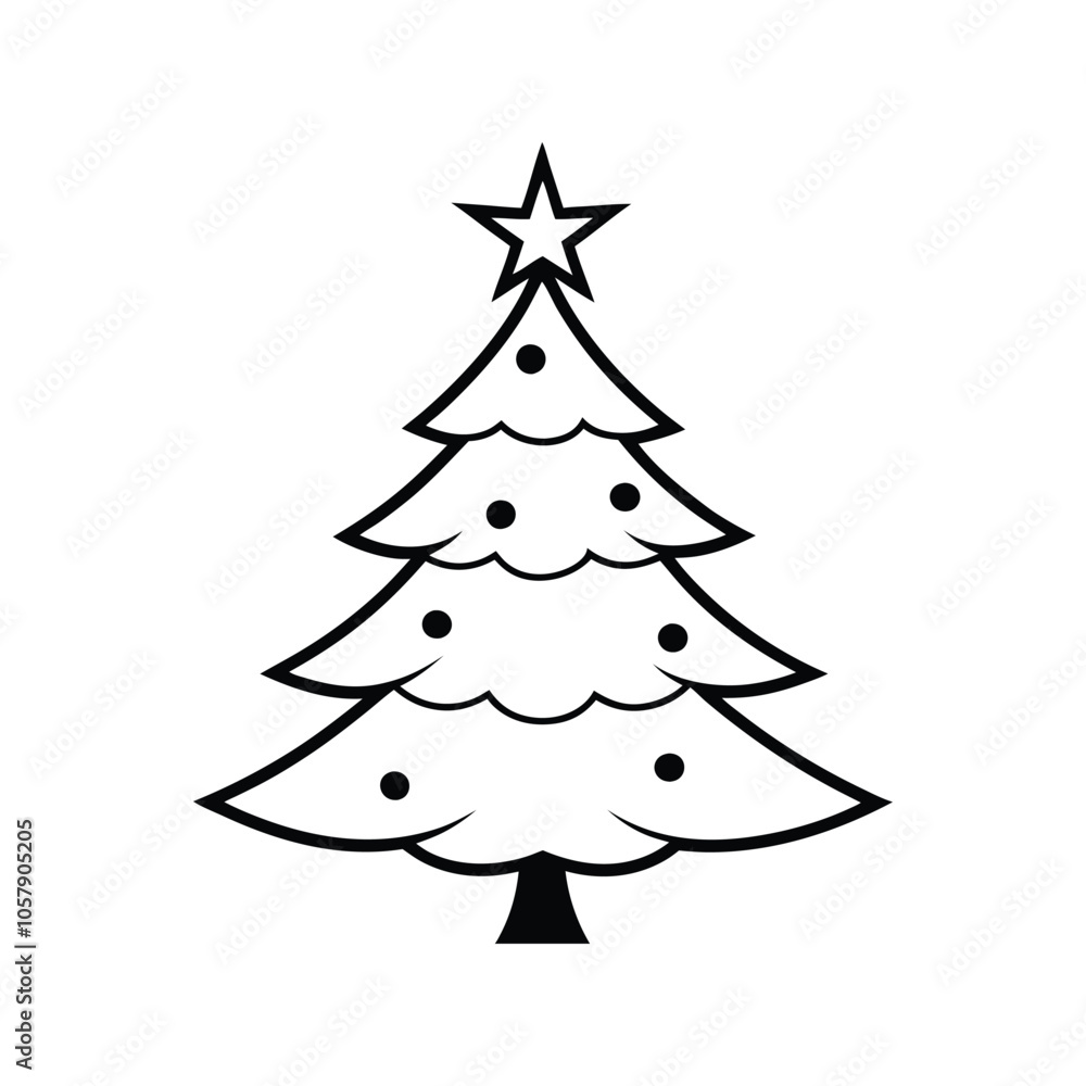 Fototapeta premium Christmas tree silhouette vector illustration