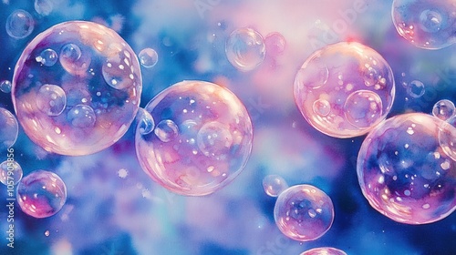 Wallpaper Mural Abstract background with colorful, iridescent soap bubbles floating in the air. Torontodigital.ca