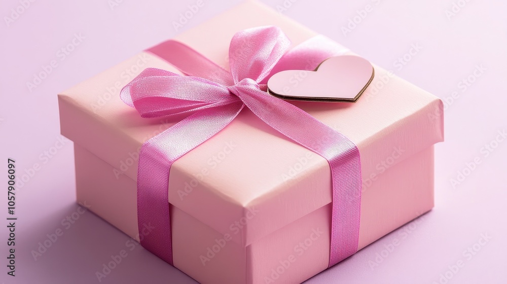 Elegant Pink Gift Box with Ribbon and Decorative Heart Elegant Pink Gift Box with Ribbon and Decorative Heart