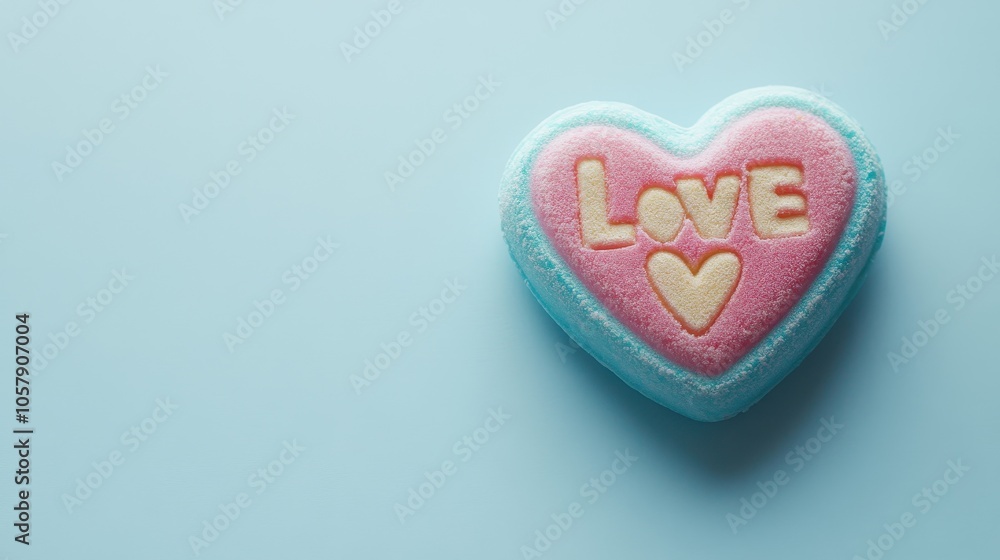 Pastel Blue Heart-Shaped Candy with the Word 'LOVE' Written on It Pastel Blue Heart-Shaped Candy with the Word 'LOVE' Written on It