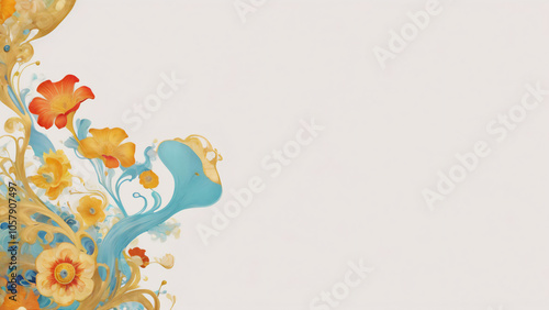 花のある白いカード　AI画像　ジェネレーティブAI