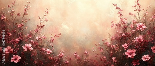 Serene Floral Landscape with Soft Pink Blooms