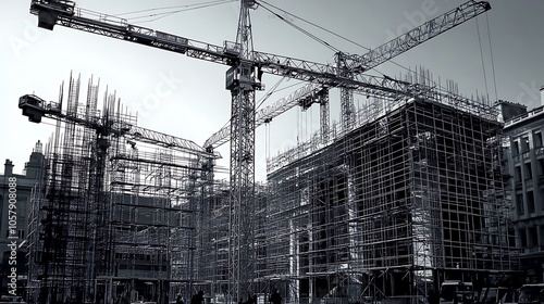 Wallpaper Mural Modern Minimalistic Concrete Coworking Office room with Blank Walls, High Ceilings,and Mockup Frame Torontodigital.ca