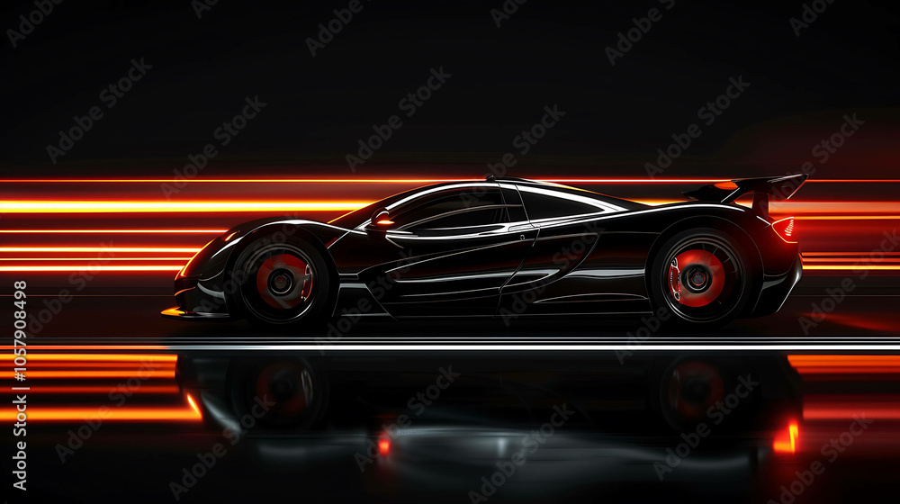 The sleek black sports car is a vision of power and speed.