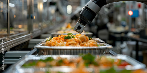  Robotic Arm in Automated Food Production Line, High-Tech Food Processing with Robotics