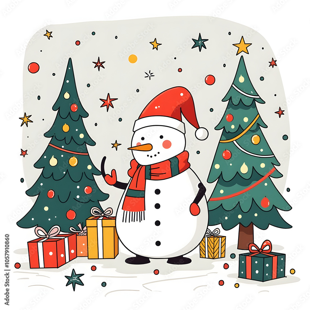 Illustration of 2025 Merry Christmas Happy New Year with Snowman, gift packages, Christmas tree and ornaments
Illustration of 2025 Merry Christmas Happy New Year with Snowman, gift packages, Christmas tree and ornaments