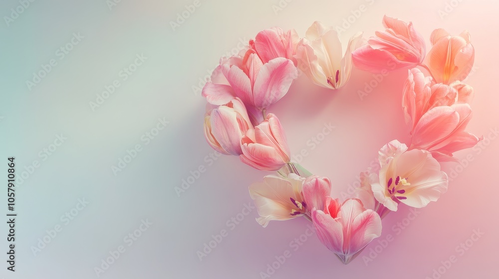 Delicate Heart of Tulips: Soft Floral Embrace for Valentine's Day Delicate Heart of Tulips: Soft Floral Embrace for Valentine's Day