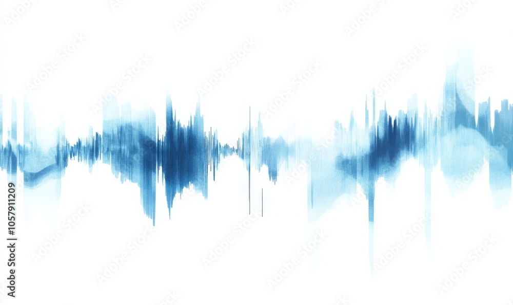 Simple blue and white graph of audio waveforms, visually representing the spectrum of music with sharp spikes reflecting analog tones. Simple blue and white graph of audio waveforms, visually representing the spectrum of music with sharp spikes reflecting analog tones.