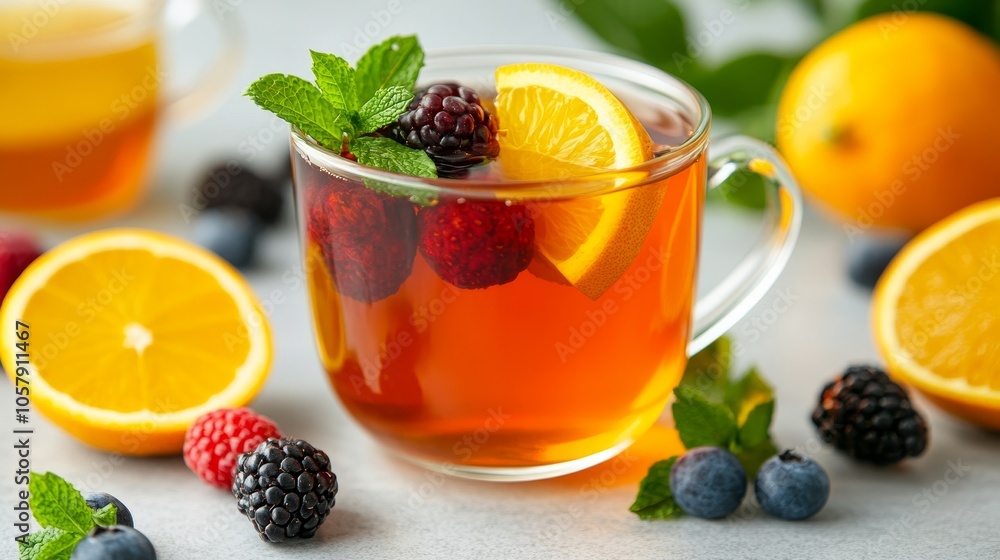 Enjoy a Refreshing Herbal Tea Infused with Fresh Fruits A Delightful Combination of Orange and Berries Enjoy a Refreshing Herbal Tea Infused with Fresh Fruits A Delightful Combination of Orange and Berries