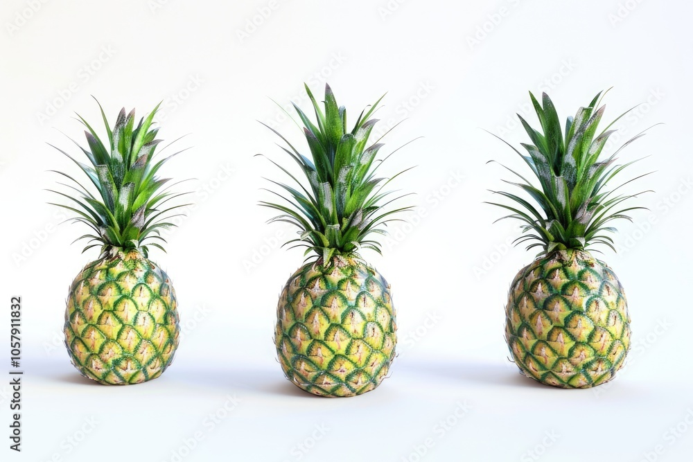 Fototapeta premium Pineapple isolated Pineapple isolated on white background. Pineapple collection.