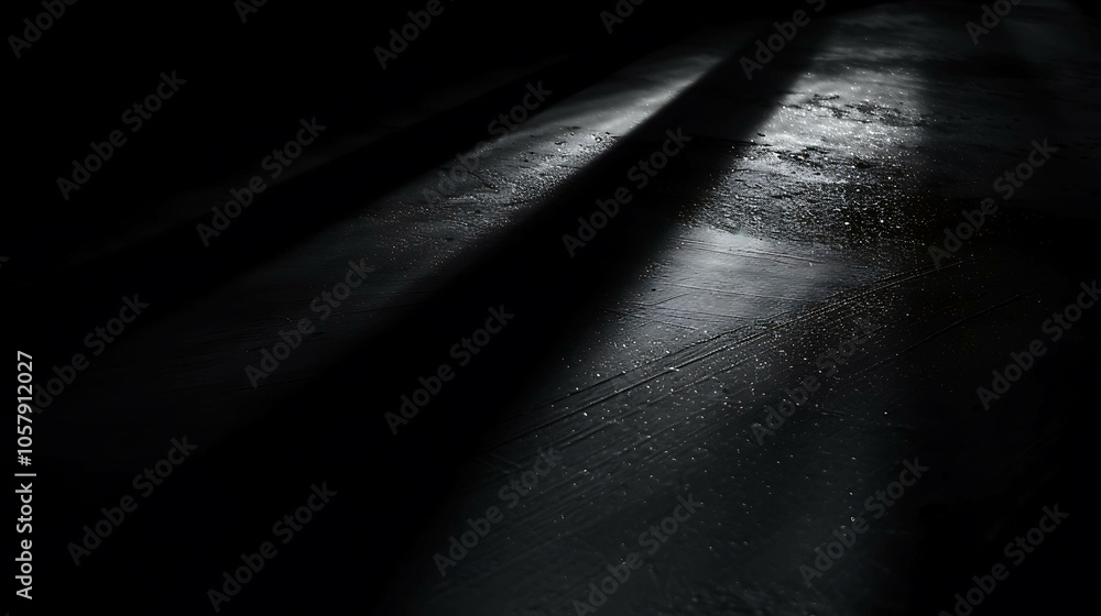 Spotlight on a wet concrete floor in a dark room. Spotlight on a wet concrete floor in a dark room.