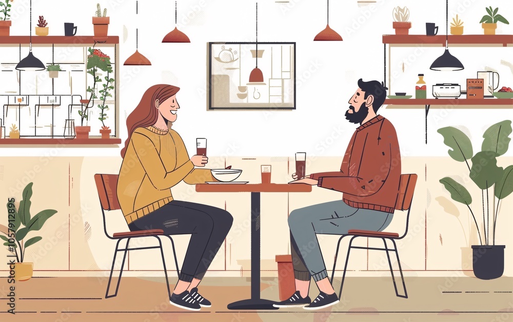 Cheerful couple sitting in a restaurant having lunch Cheerful couple sitting in a restaurant having lunch