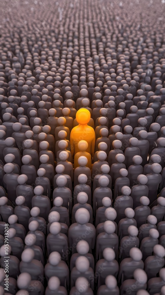 Obraz premium Group of people with one person standing out in the middle