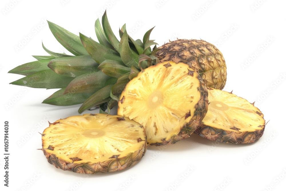 Pineapple slices isolated on white background. Pineapple slices isolated on white background.