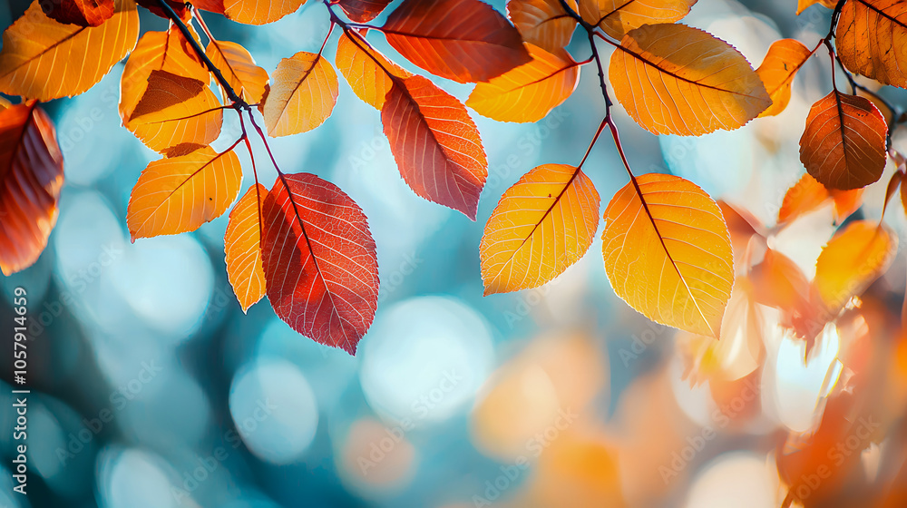 Vibrant Autumn Leaves with Soft Bokeh Background Vibrant Autumn Leaves with Soft Bokeh Background