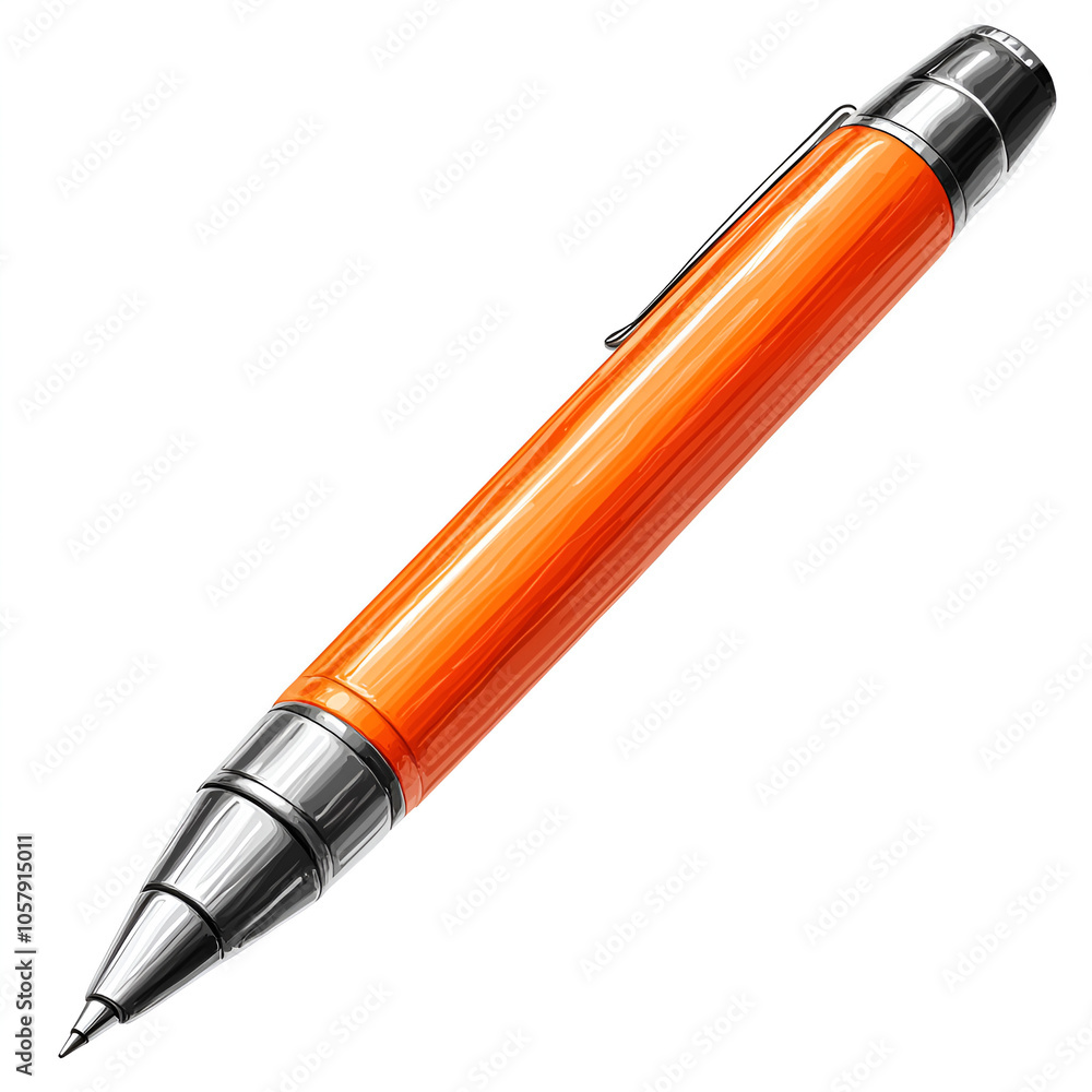 A sleek orange pen resting on a surface, showcasing its modern design and elegant details in a bright setting A sleek orange pen resting on a surface, showcasing its modern design and elegant details in a bright setting